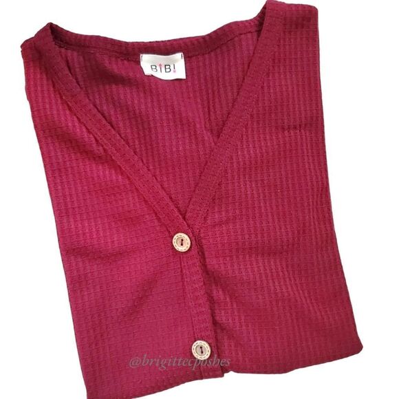BIBI Long Sleeve Light Waffled Tops - Picture 1 of 13